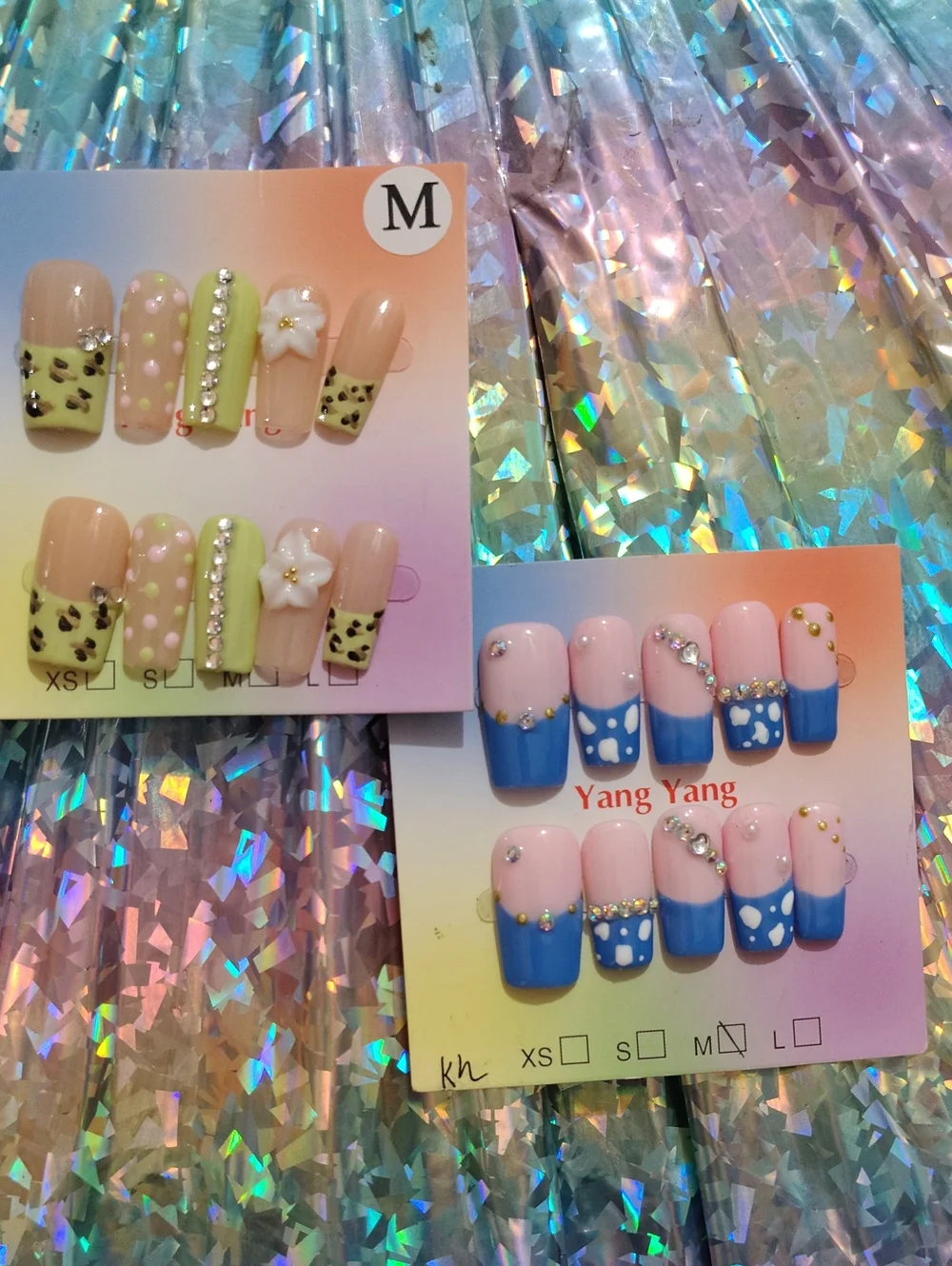 Pink & Blue Press-On Nail Set